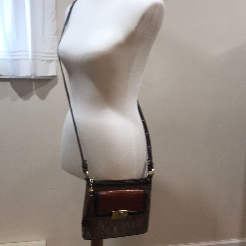 Brahmin 3 tones, crossbody purse, reptile texture.